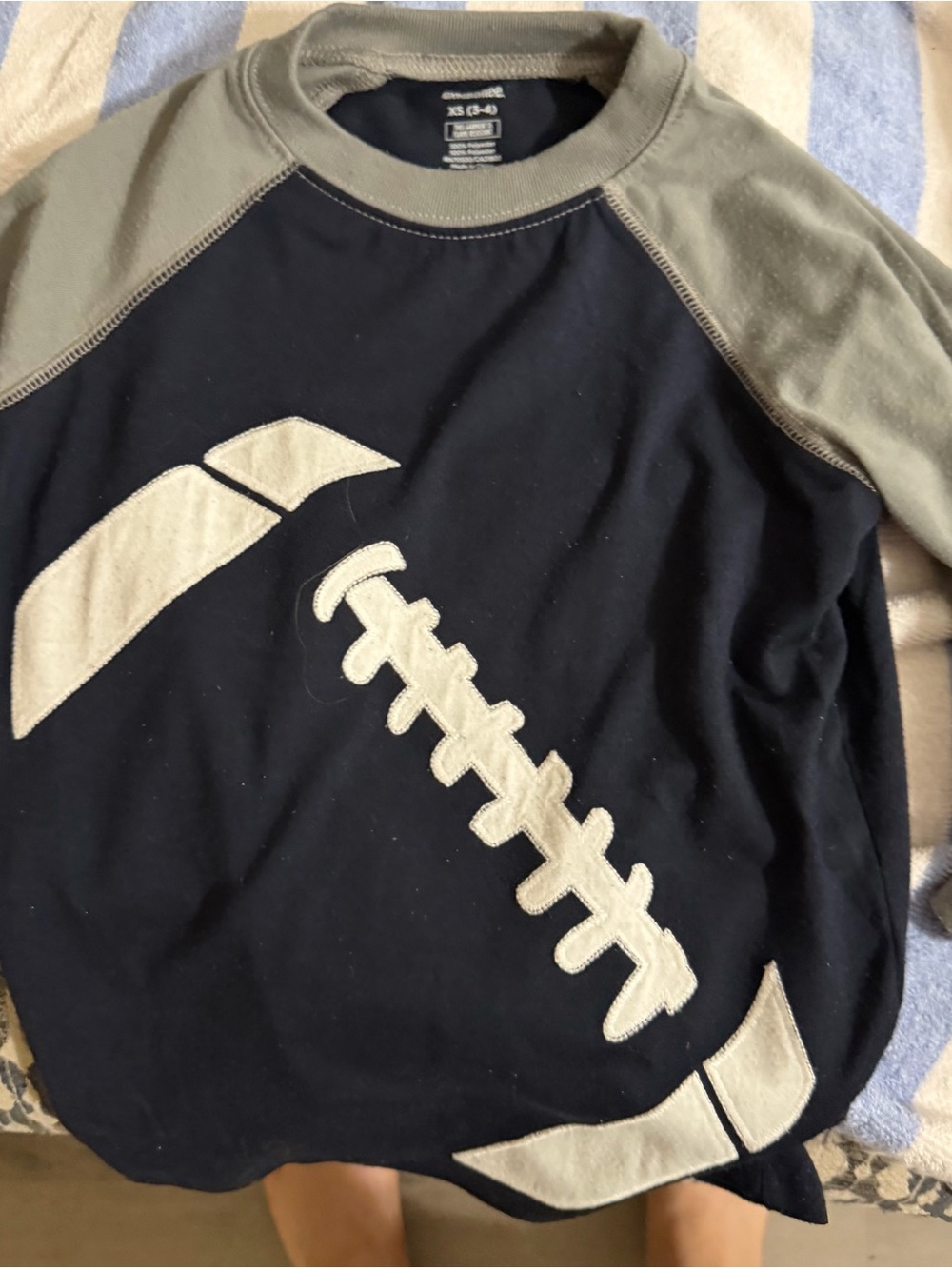 Gymboree Size 3-4 Football Appliqué Raglan Sweatshirt - Navy & Olive